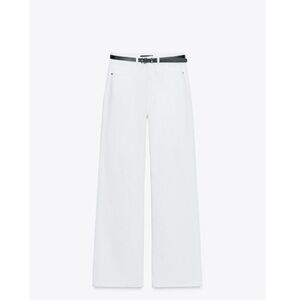 New! Zara White Straight- Full Leg Pants high-waist